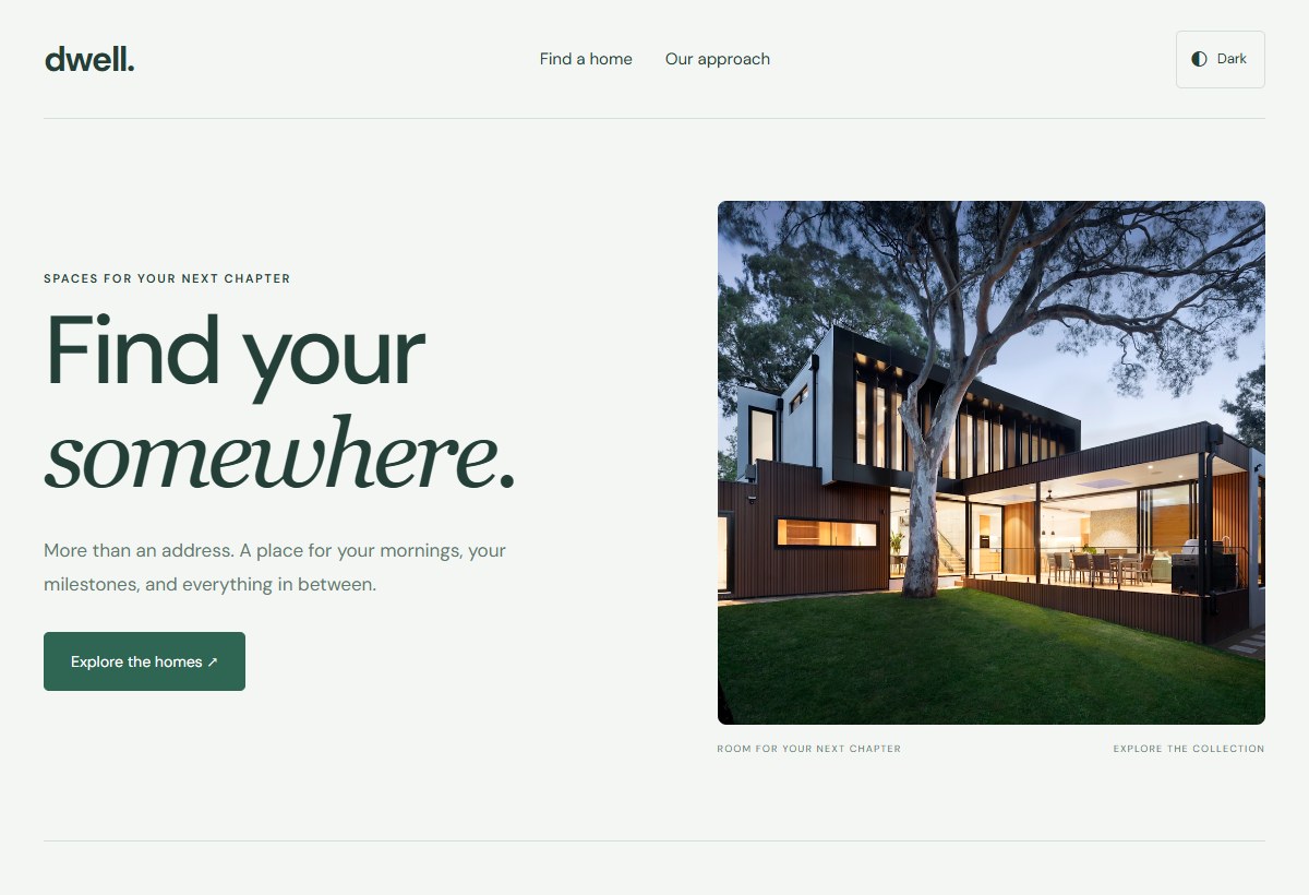 Preview of the Dwell Real Estate template